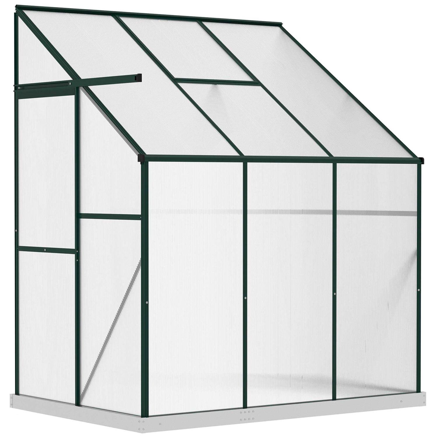 Outsunny Walk-in Garden Greenhouse Aluminum Polycarbonate with Roof Vent for Plants