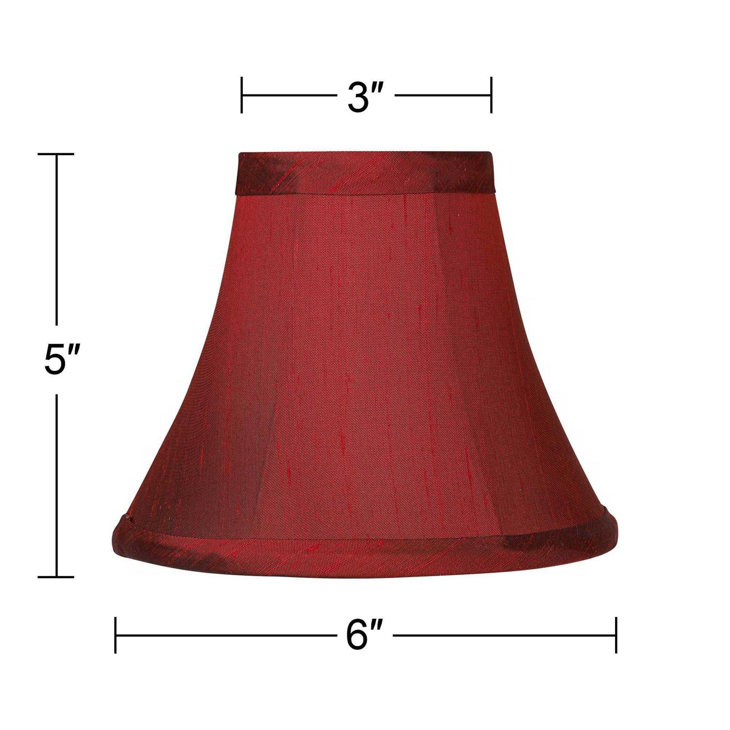 Springcrest Set Bell Lamp Shades Deep Red Faux Silk Small 3 Top x 6 Bottom x 5 High Candelabra Clip-On Fitting