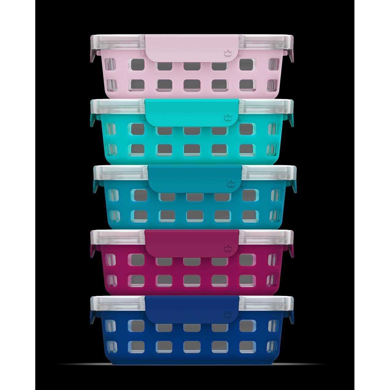 Ello Glass 3.4 Cup 27 Ounce Duraglass Food Storage Meal Prep Container Set