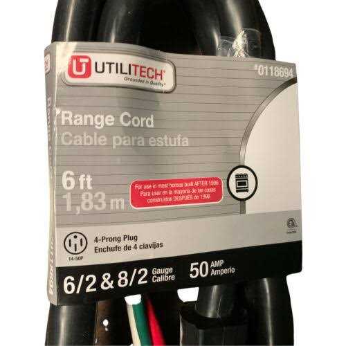 Utilitech 6-ft 4-Prong Black Range Appliance Power Cord