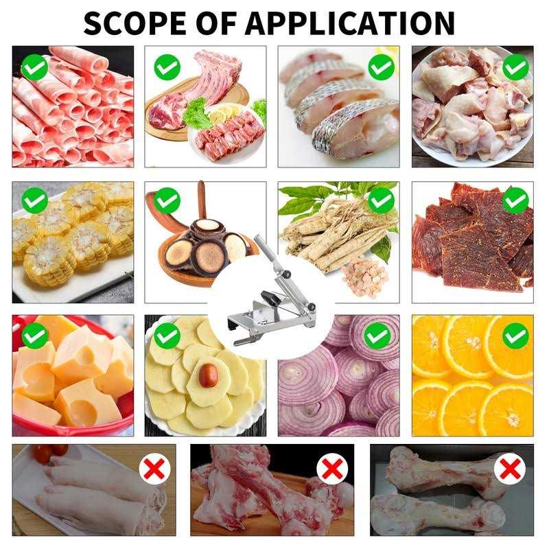 Flgocexs Manual Meat Slicer-Stainless Steel Meat Food Slicer Telescopic Fixed Baffle Food Meat Slicer U-shaped Support Frame Meat Chopper Slicer