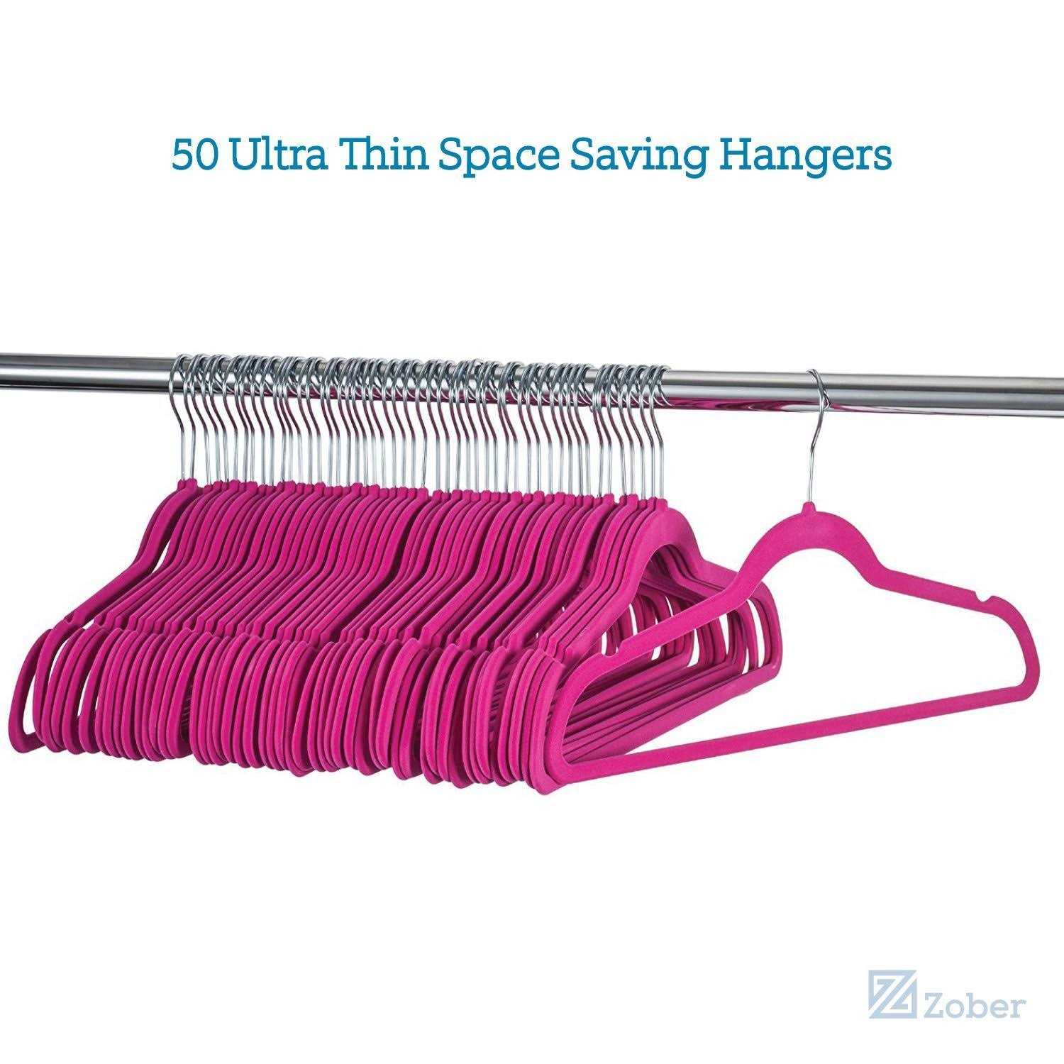 Zober Velvet Hangers Space Saving Swivel Hook Ultra Non Slip
