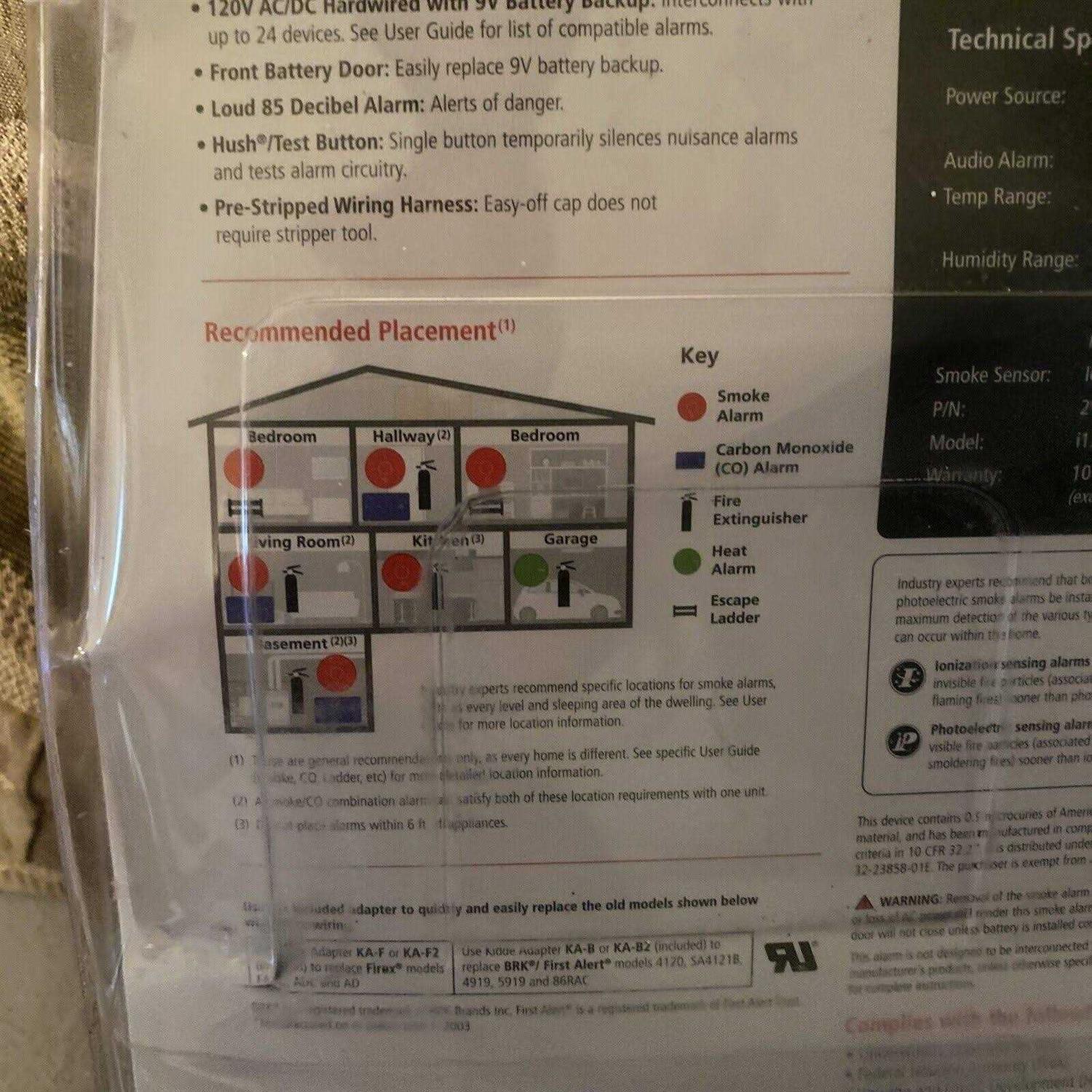 Kidde Smoke Detector Hardwired Smoke Alarm with Battery Backup