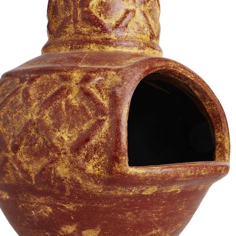 At Home Handmade Clay Hickory Stack Chimenea