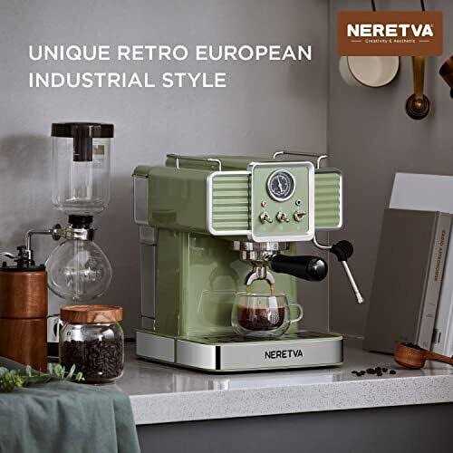 neretva 15 bar espresso coffee machine with milk frother steam wand
