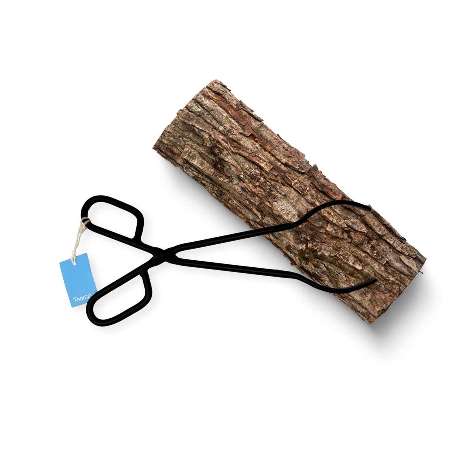 Black Heavy Duty Cast Iron Fire Place Log Tongs for Indoor Fire/Fire Pits Accessories/Tongs for Outdoor Stove/Long Logs Tweezers/Firewood Tongs