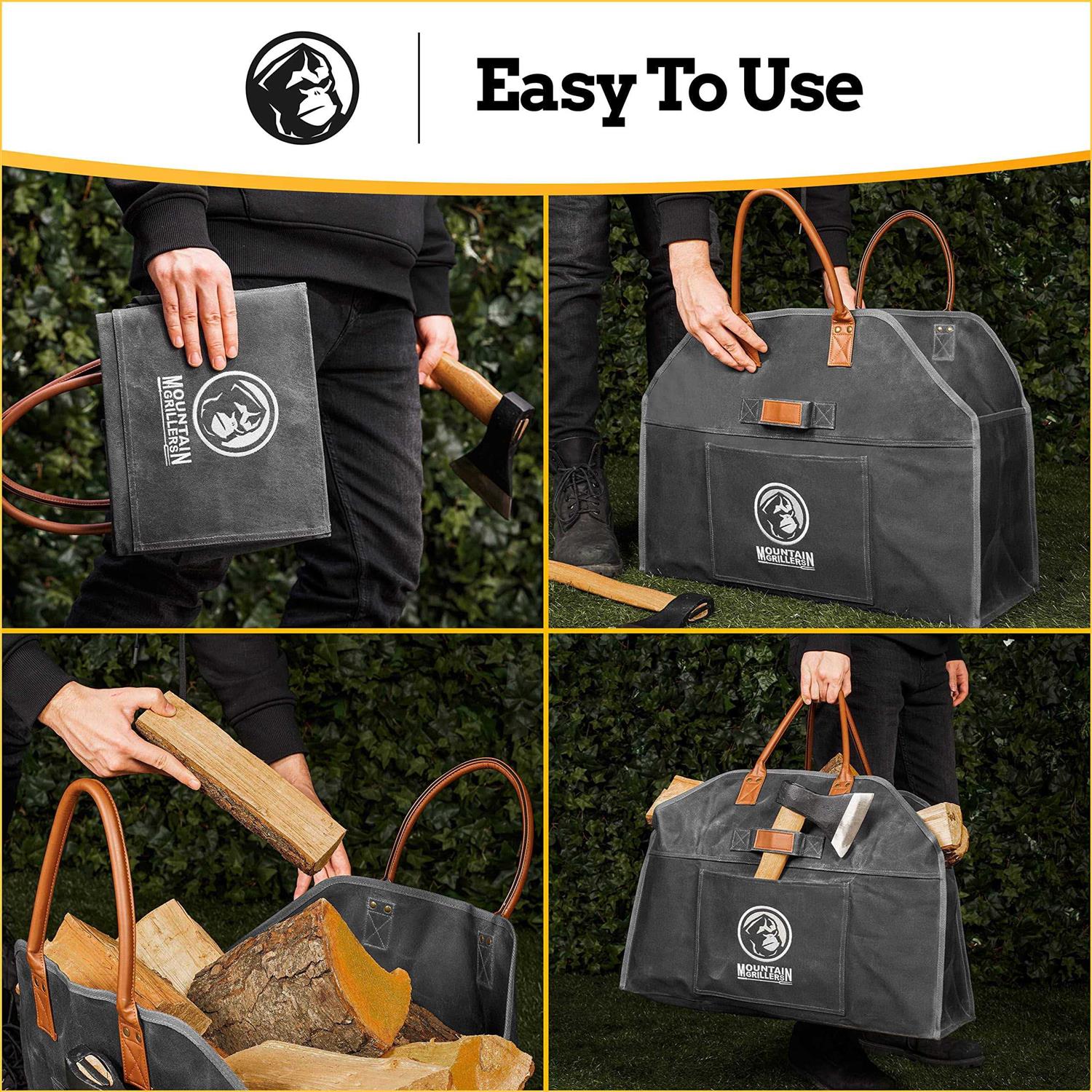 MOUNTAIN GRILLERS Heavy Duty Canvas Firewood Carrier