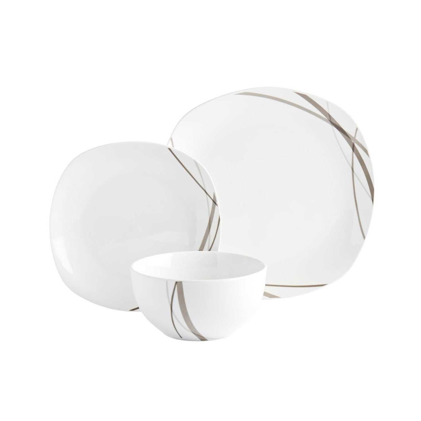 Tabletops Unlimited Curves Square 12-Pc Dinnerware Set