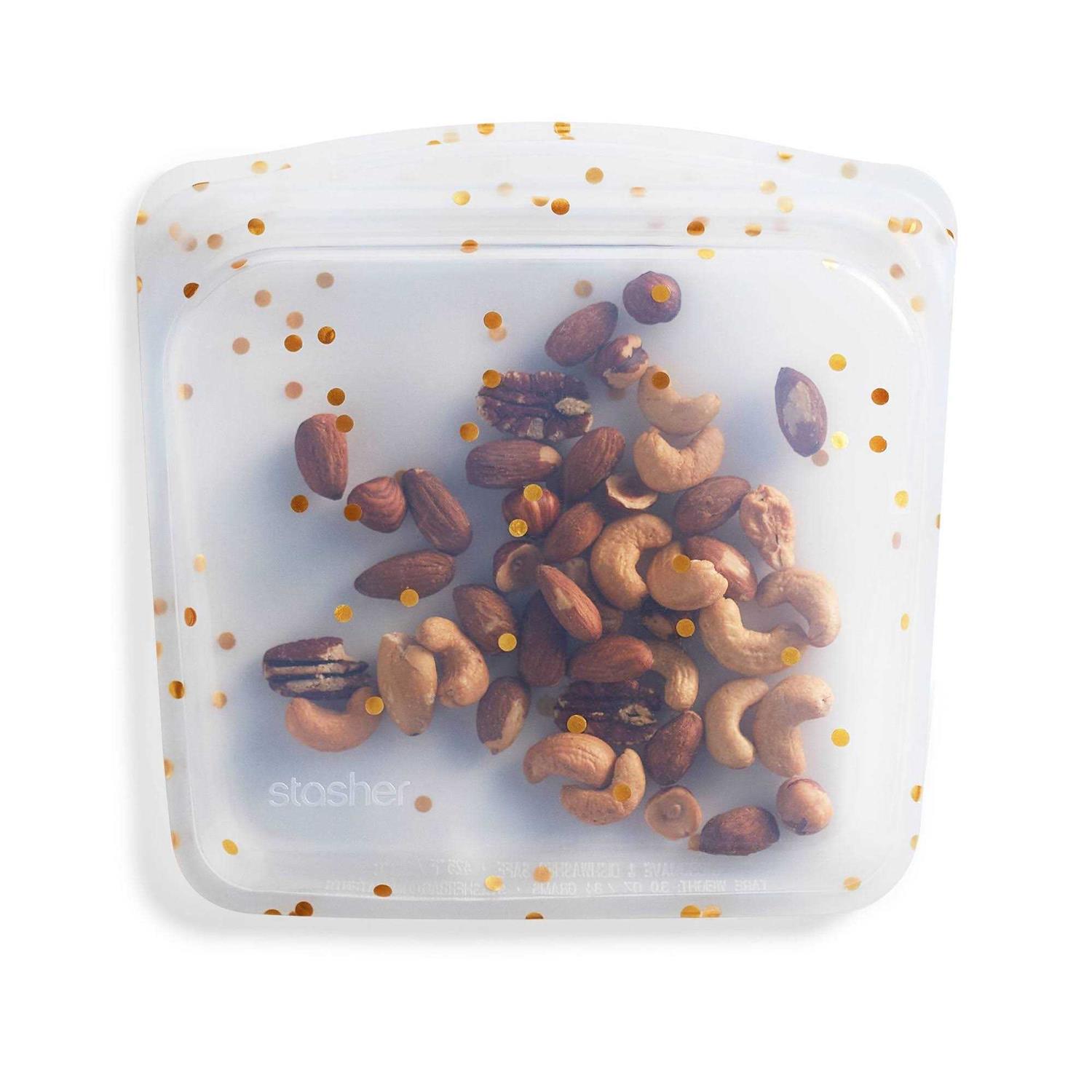 stasher Holiday Dots Reusable Food Storage Bag