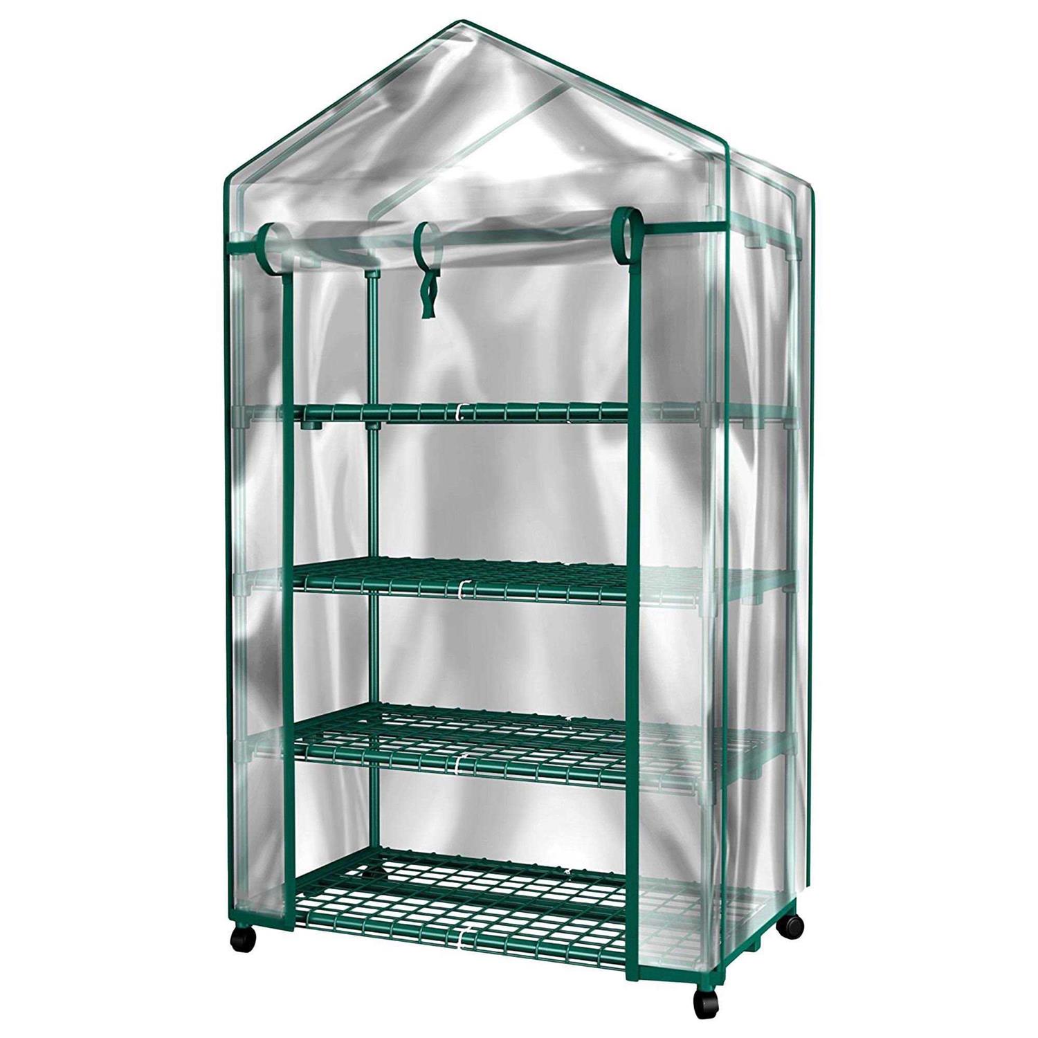 Home-complete Mini Greenhouse-4-Tier Indoor Outdoor Sturdy Portable Shelves-Grow Plants, Seedlings, Herbs, or Flowers In Any Sea