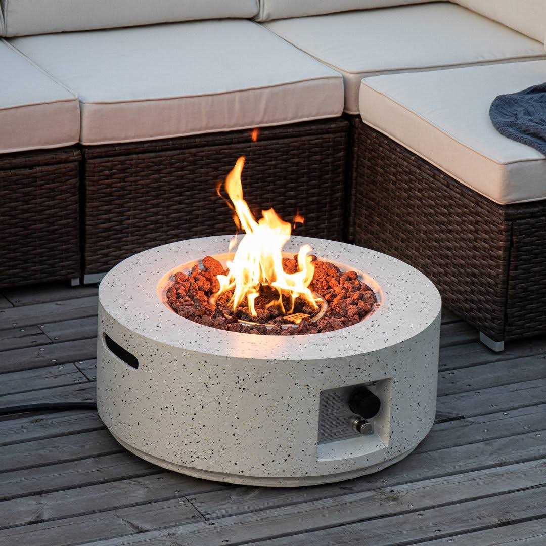 Latitude Run® 12&” H x 28&” W Magnesium Oxide Propane Outdoor Fire Pit Table