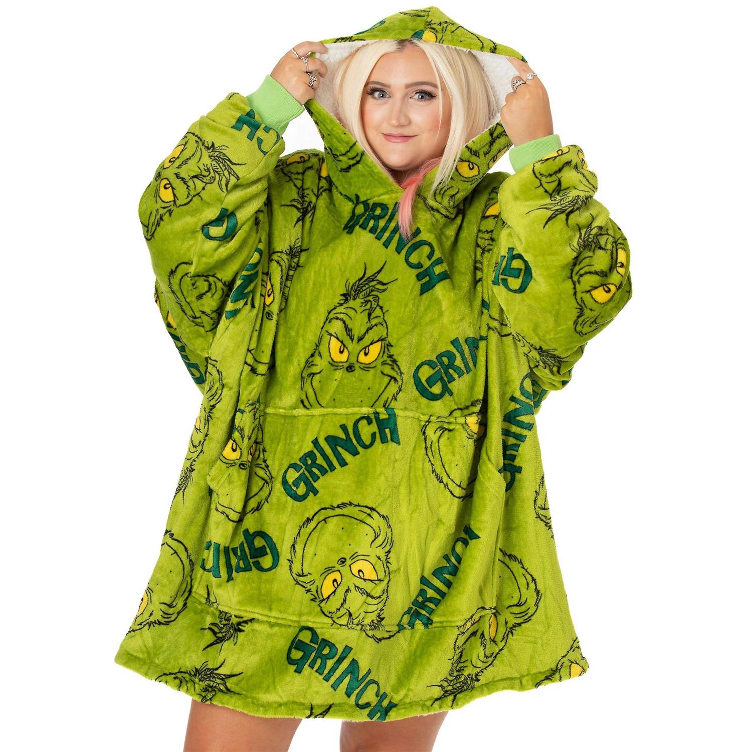 The Grinch Unisex Adult Oversized Hoodie Blanket Green