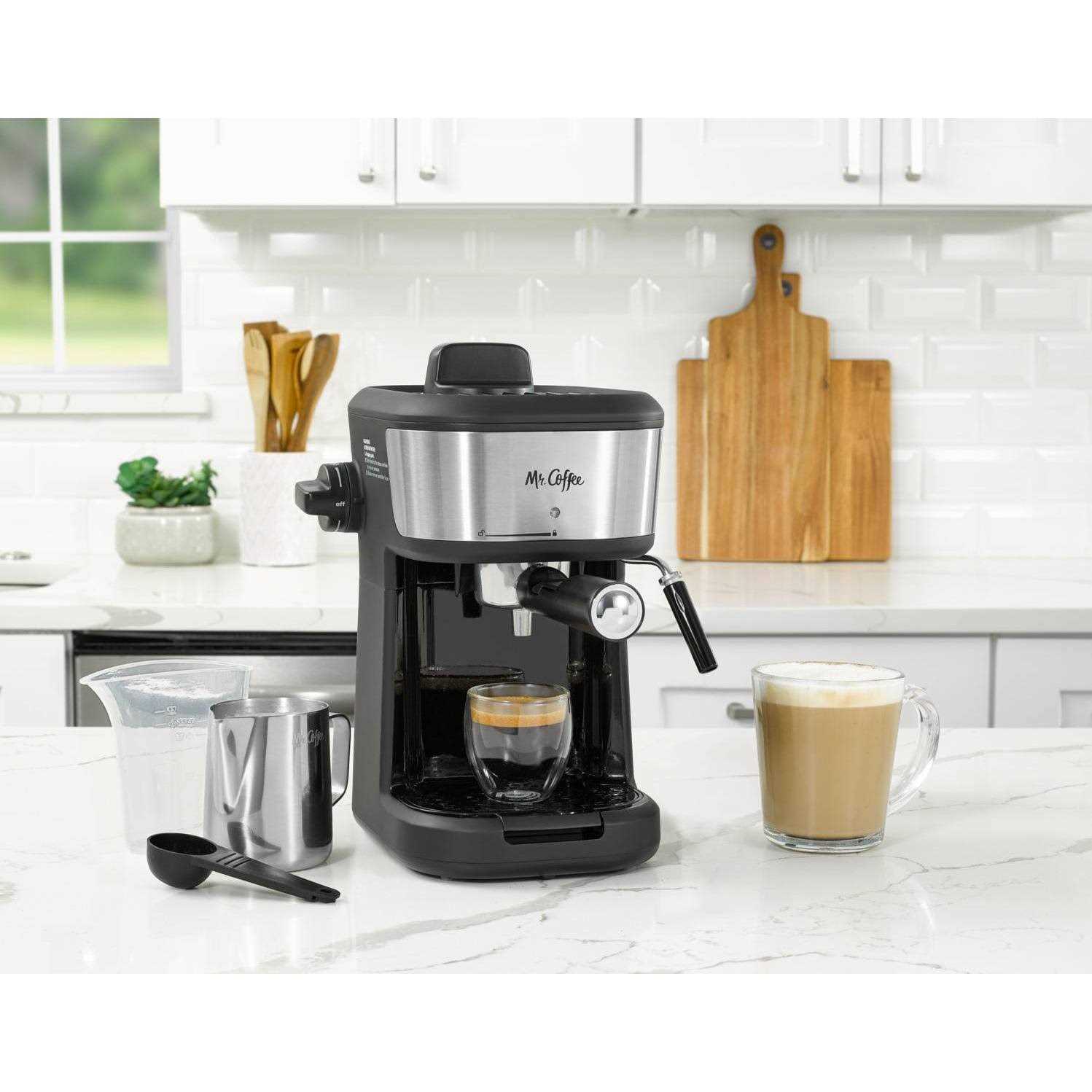 Mr. Coffee 4-Shot Steam Espresso Cappuccino and Latte Maker with Stainless Steel Frothing Pitcher