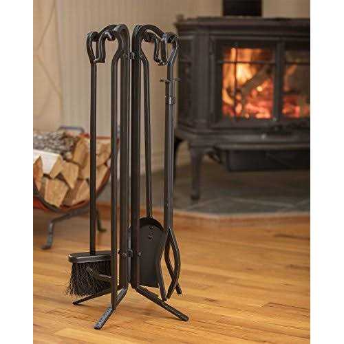 Uniflame 5 Piece Black Wrought Iron Fireset