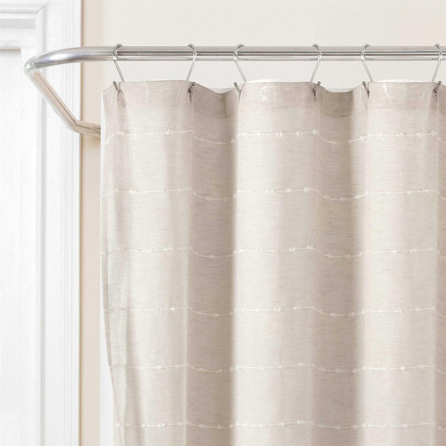 Lush Decor Farmhouse Textured Sheer With Peva Lining Shower Curtain