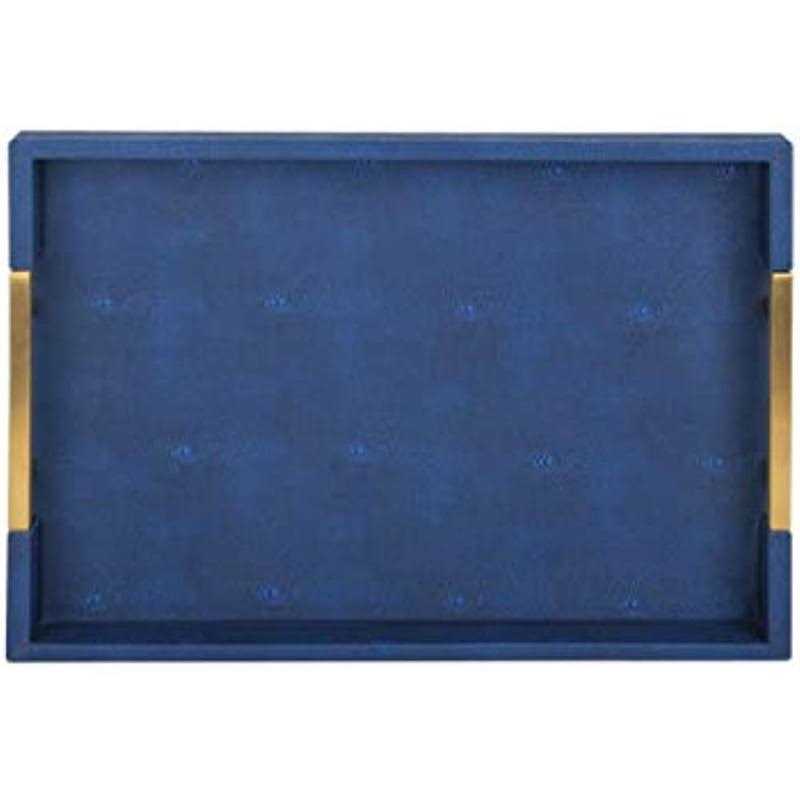 Home Redefined Modern Elegant 18’x12′ Rectangle Glossy Shagreen Decorative Ottoman Coffee Table Perfume Living Room Kitchen Serving Tray