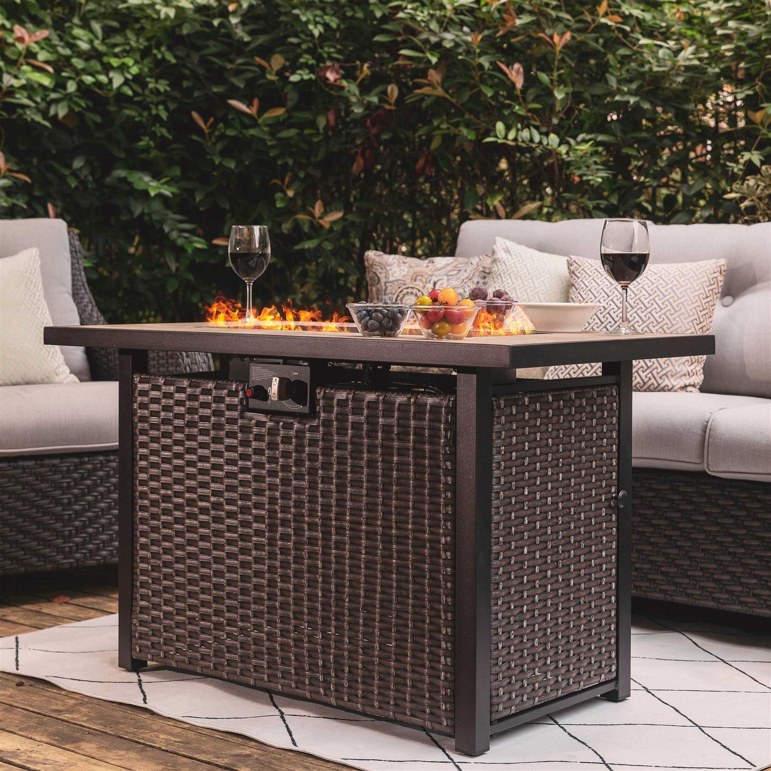 Nuu Garden Outdoor 43-Inch Propane Gas Fire Pit Table