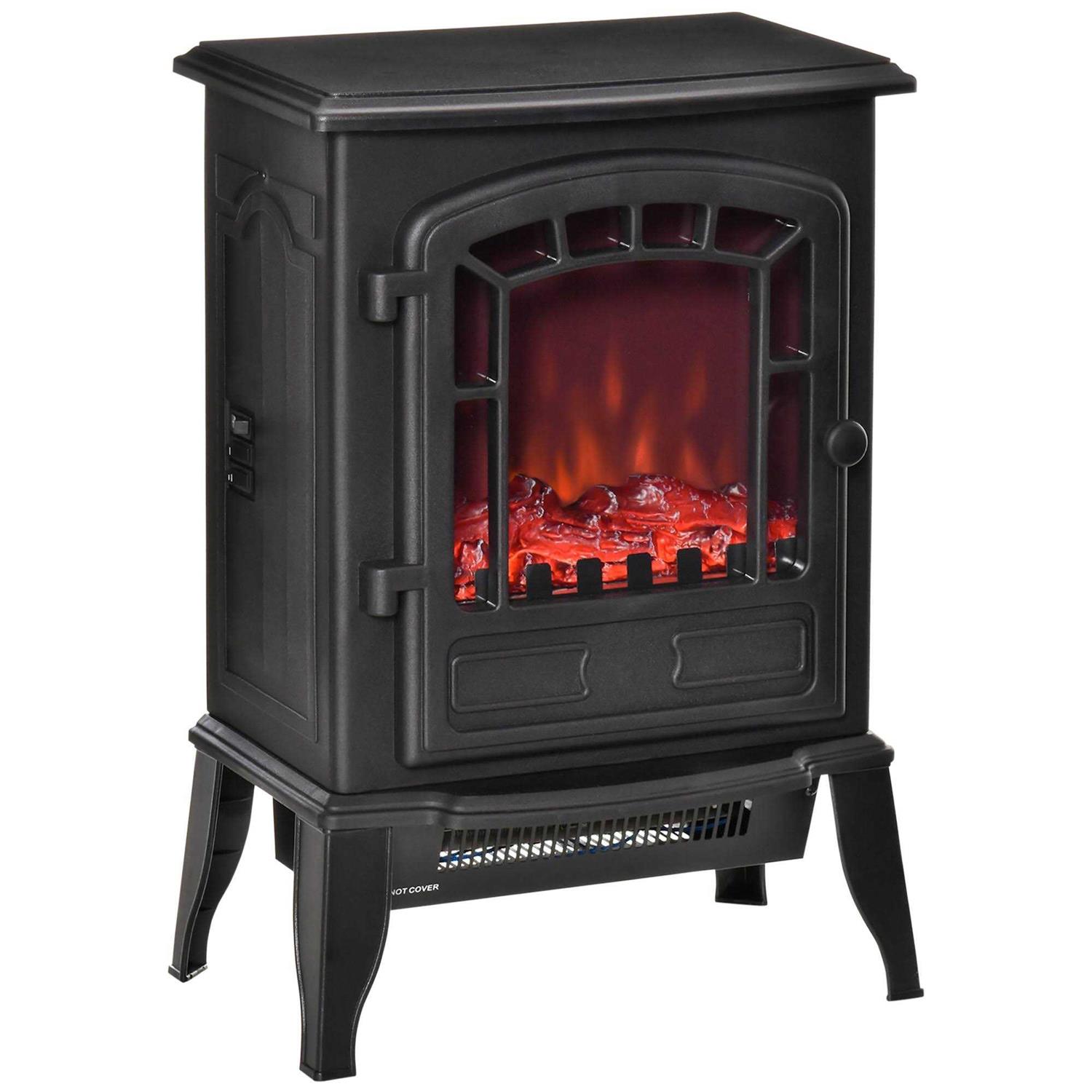 HOMCOM Free standing Electric Fireplace Stove Fireplace Heater with Realistic Flame Effect