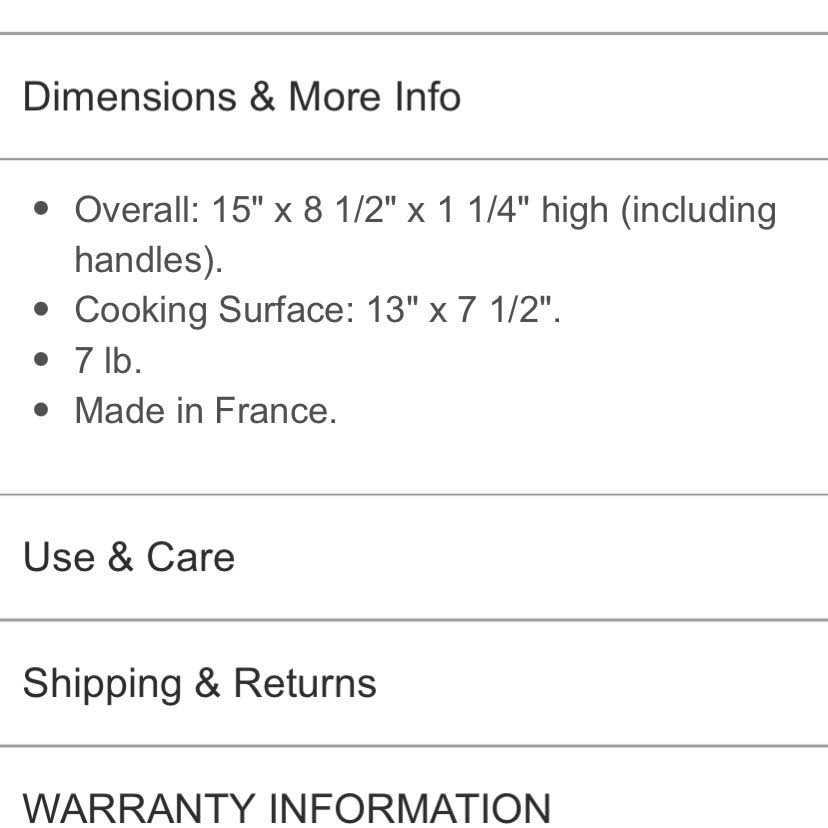 Le Creuset Enameled Cast Iron Skinny Grill