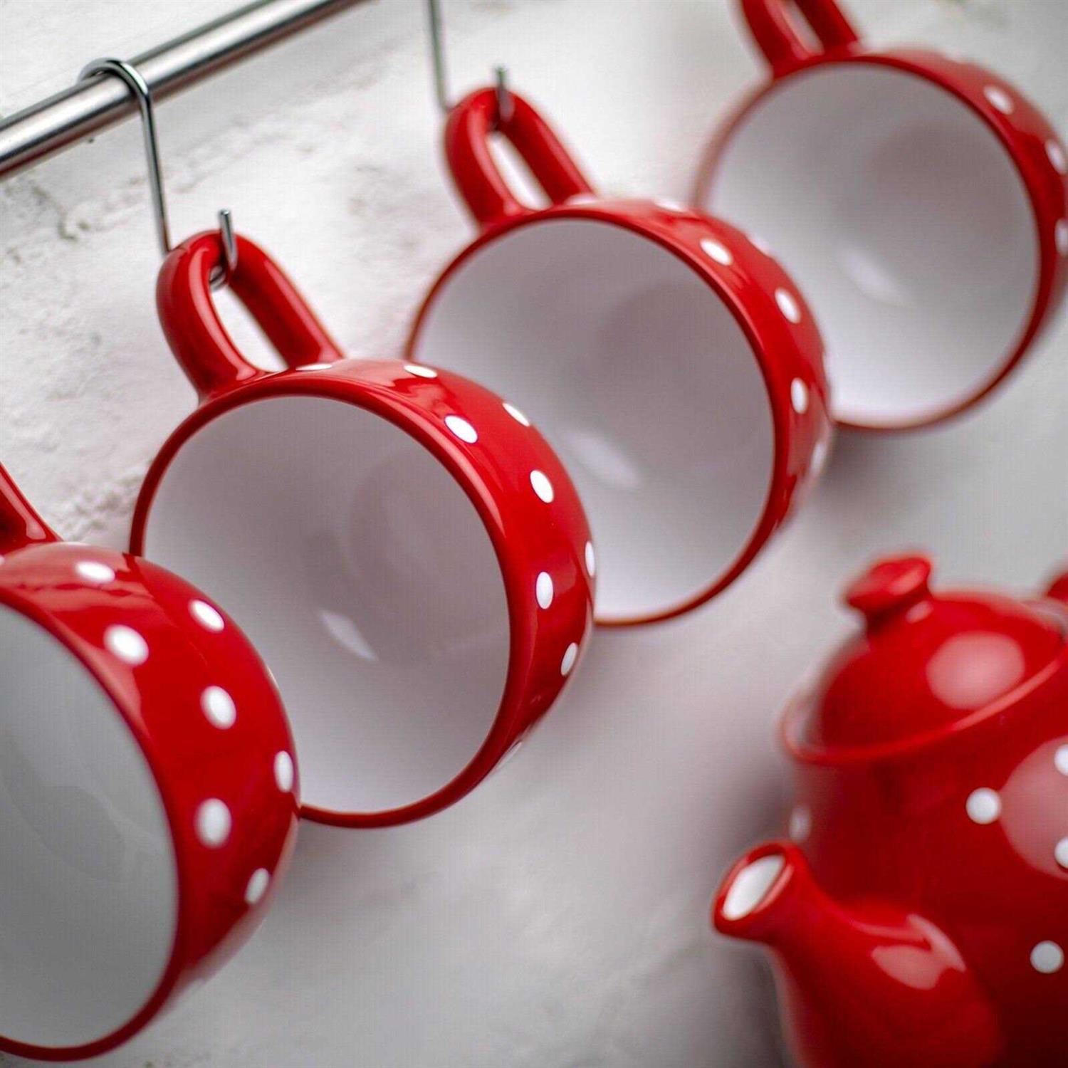 City to Cottage Handmade ceramic Designer White and Polka Dot cup