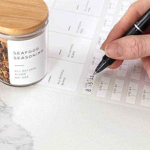 Bloomondo Empty Spice Jars with Label Pack. Small 6oz Spice Storage Bottles with 112 Printed Spice Stickers and 48