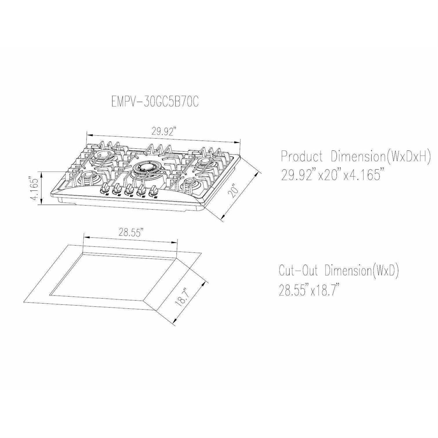 Empava 30 Gas Cooktop