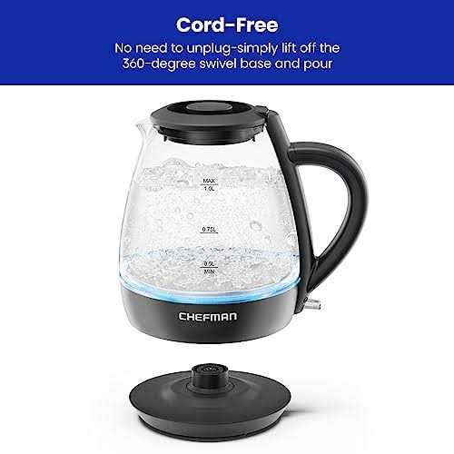 Chefman 1-liter Electric Glass Kettle
