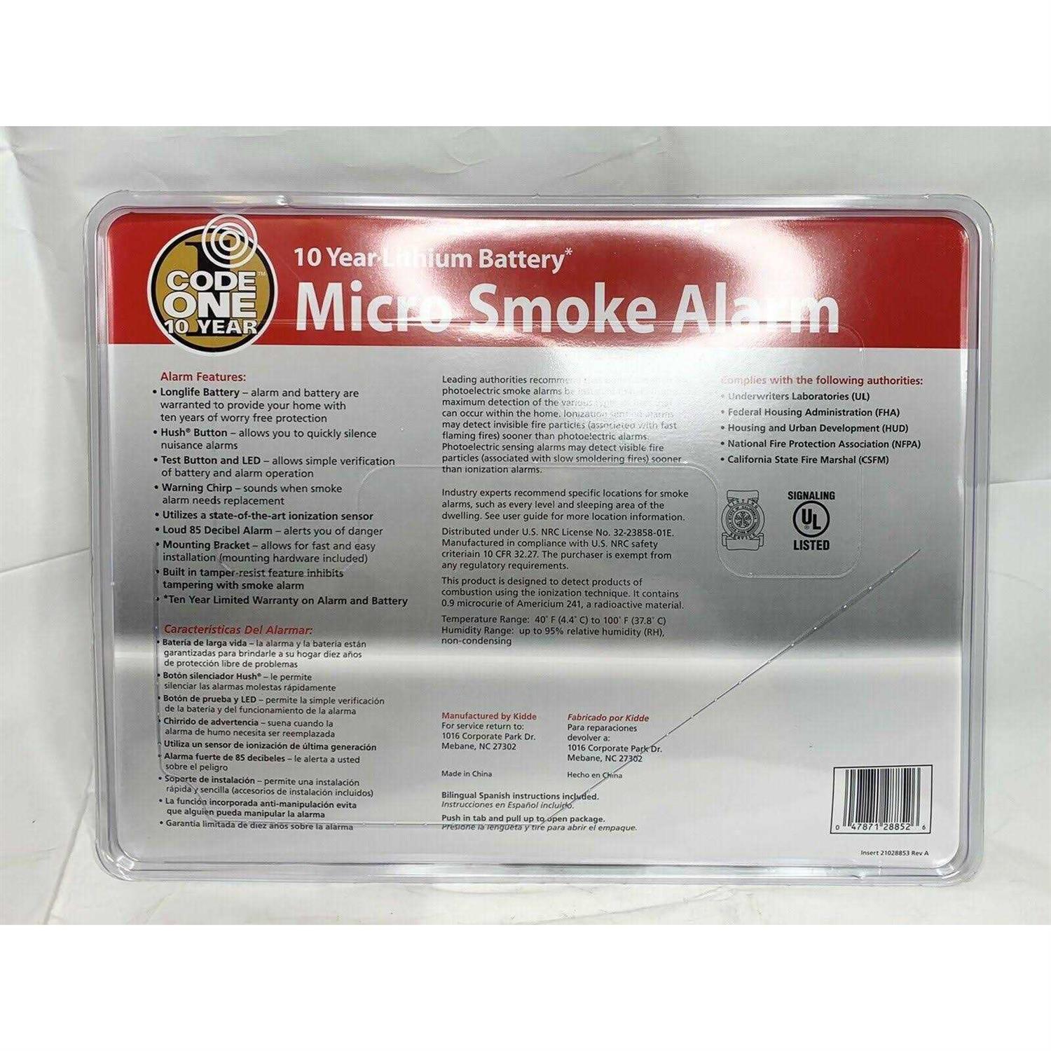 Kidde Micro 10-Year Sealed Battery Smoke Alarm