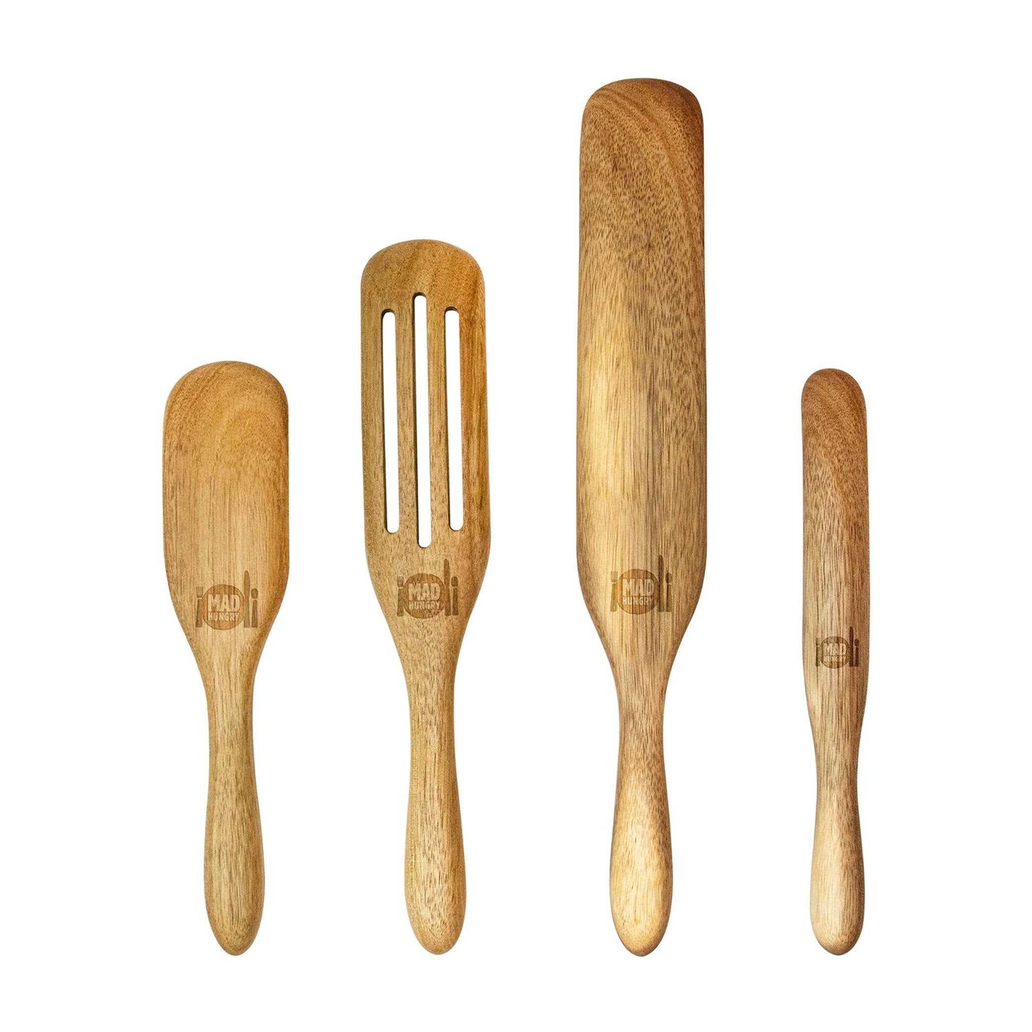 Mad Hungry As Seen on TV 4-Piece Acacia Wood Spurtle Set