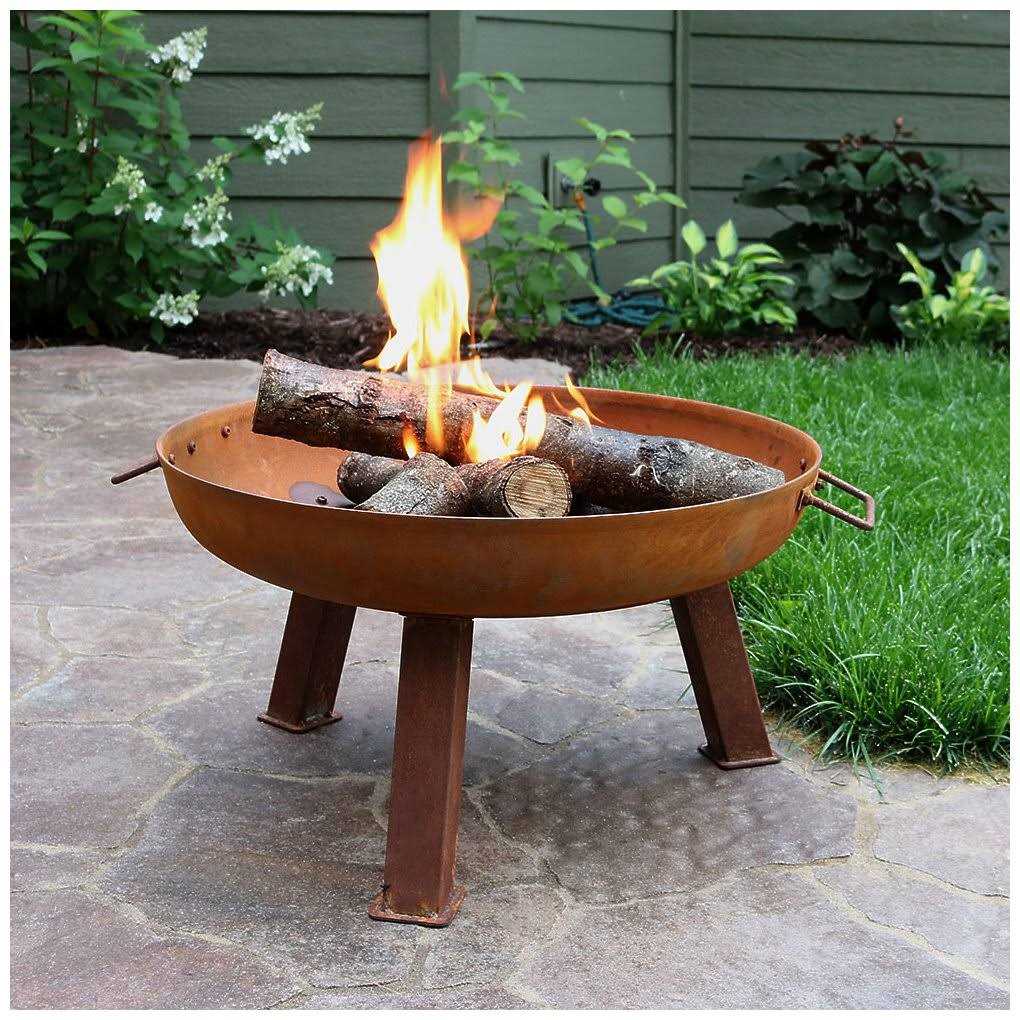 Sunnydaze Rustic Cast Iron Fire Pit Bowl with Handles