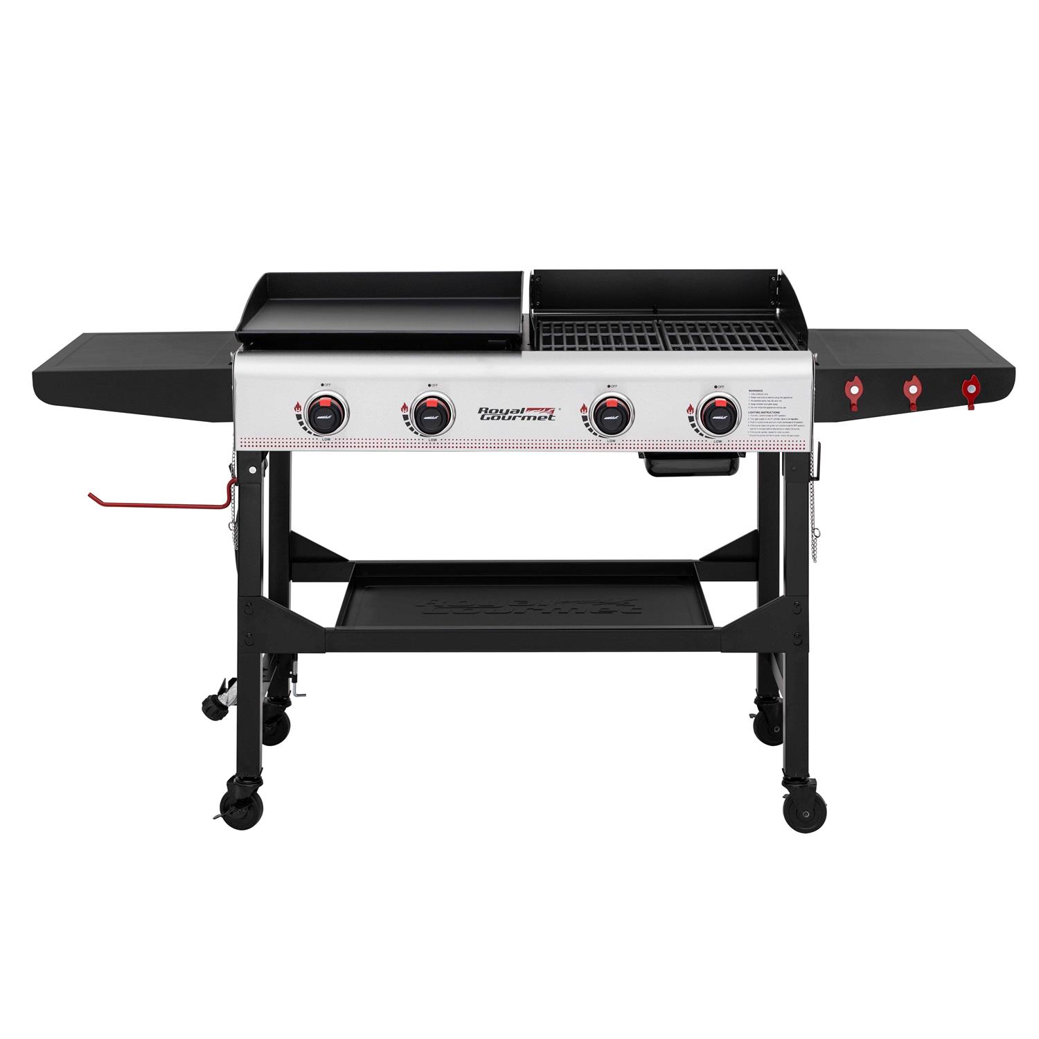 Royal Gourmet Gas 4-Burner Portable Flat Top Grill and Griddle Combo with Folding Legs