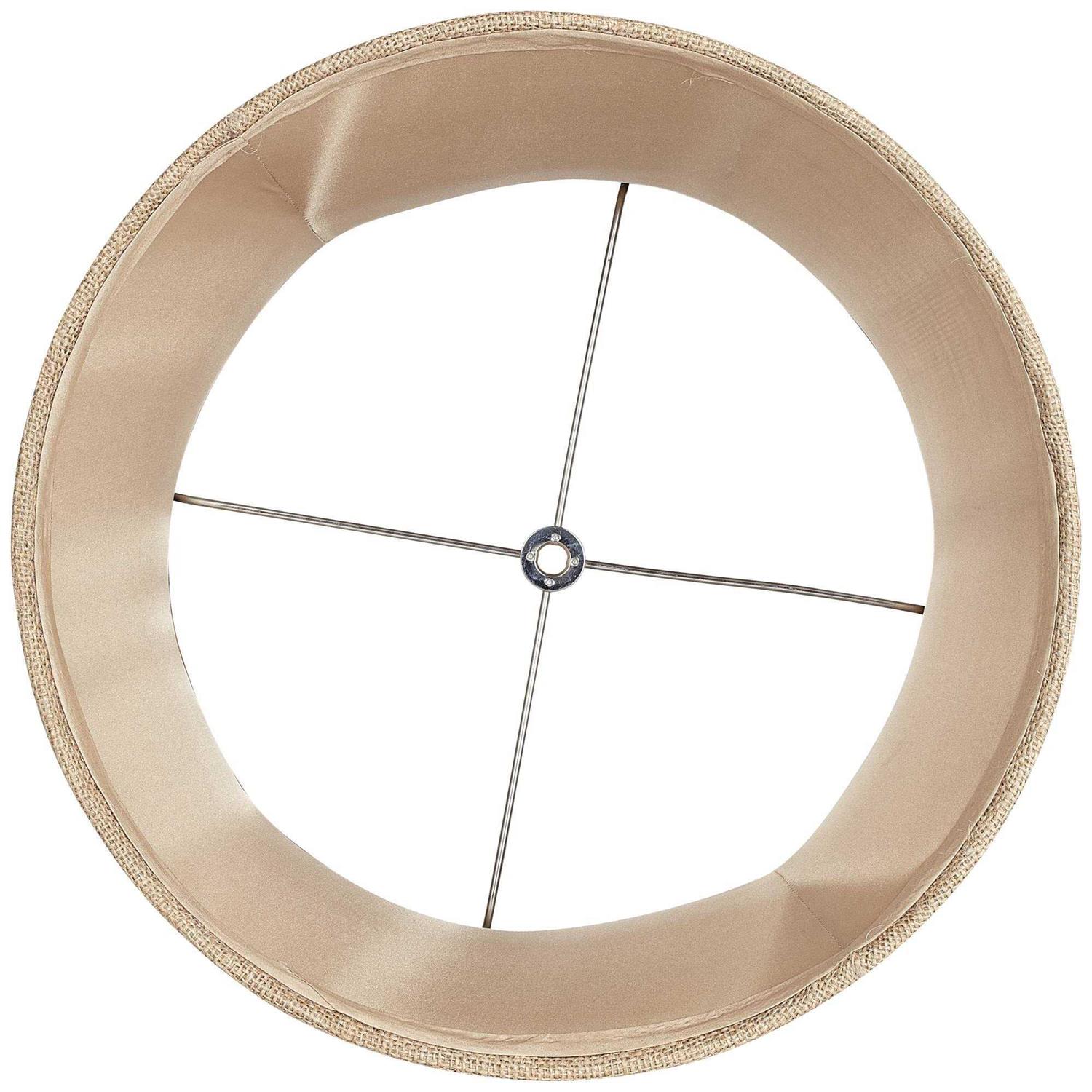 Springcrest Set of 2 Softback Drum Lamp Shades Natural Burlap Medium 12 inch Top x Bottom x 10 inch High Spider Harp Finial Fitting