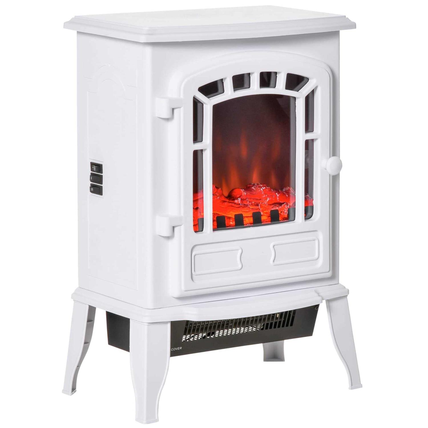 Homcom 22 Free Standing Electric Fireplace Stove Fire Place Heater with Realistic Flame Effect