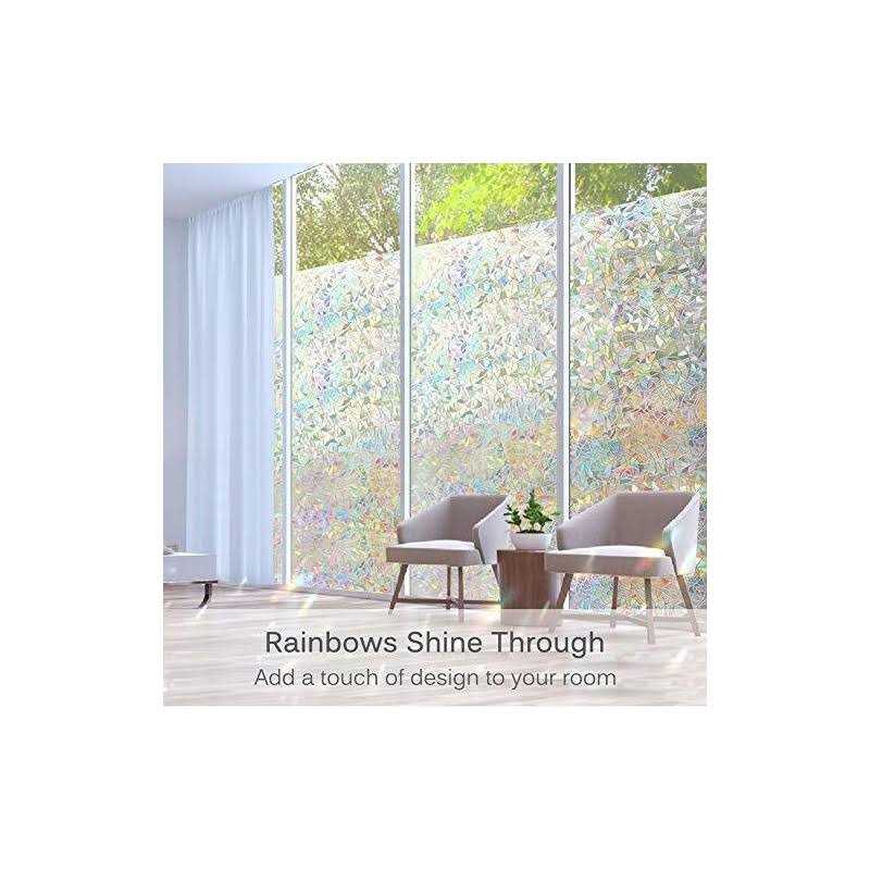 Volcanics Window Privacy Film Static Window Clings Vinyl 3D Window Decals Window Stickers Rainbow Window Film for Glass Door Heat Control Anti Uv