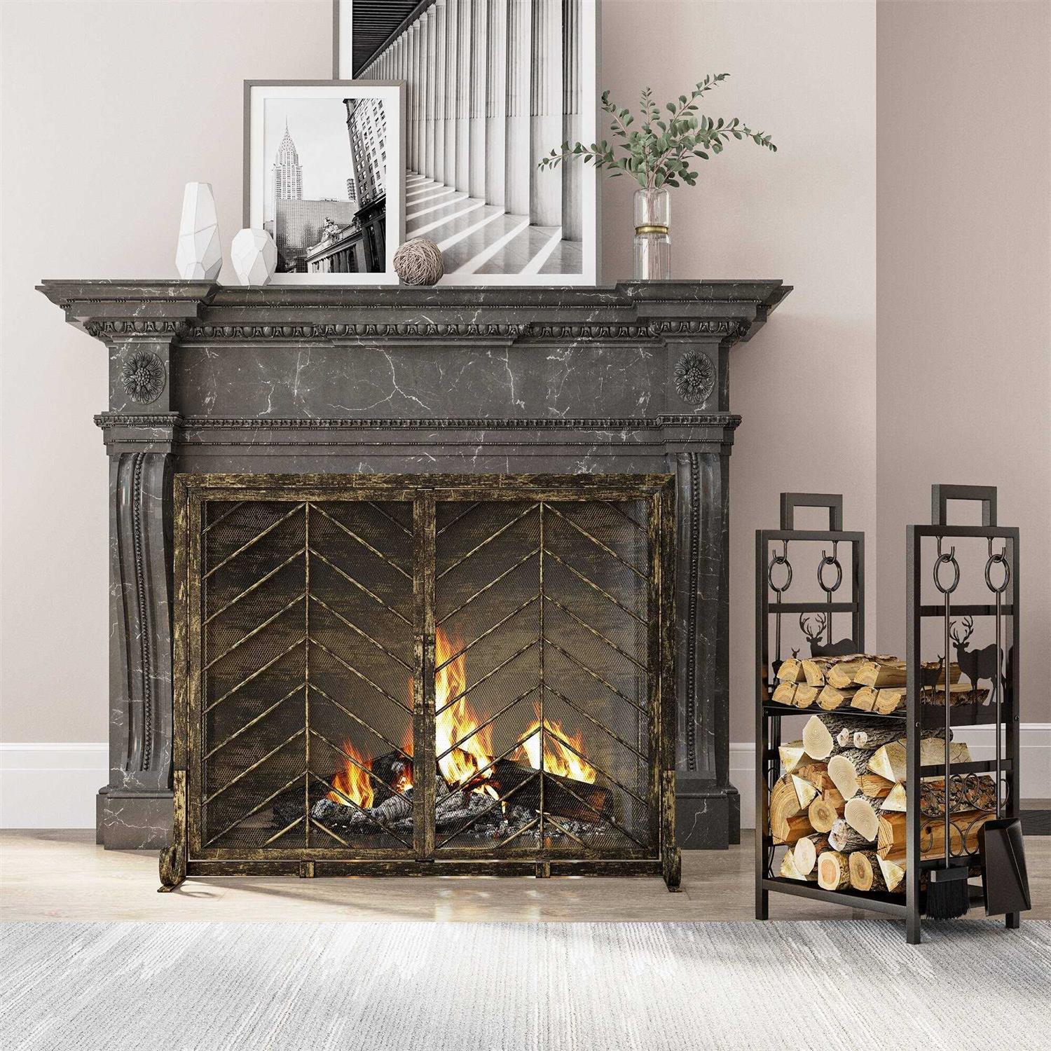 Modern Solid Wrought Iron Fireplace screen