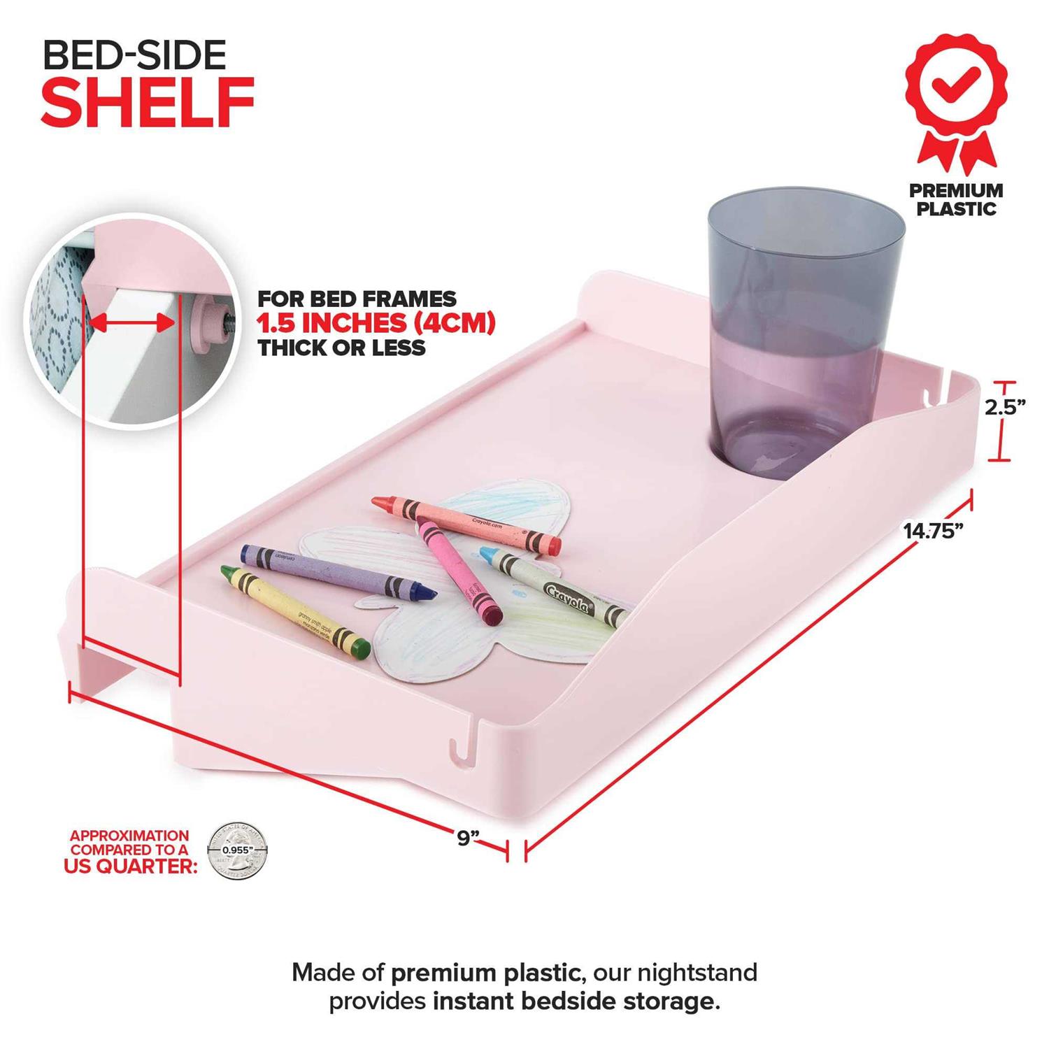 Modern Innovations Bedside Shelf for Bed College Dorm Room Bunk Bed Shelf for Top Bunk