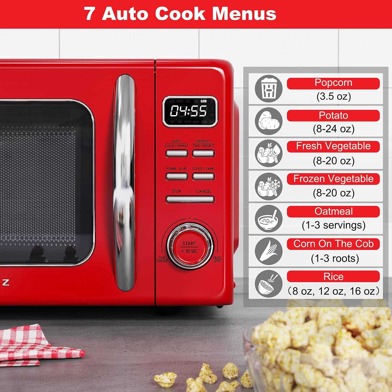 Galanz Retro Countertop Microwave Oven with Auto Cook & Reheat