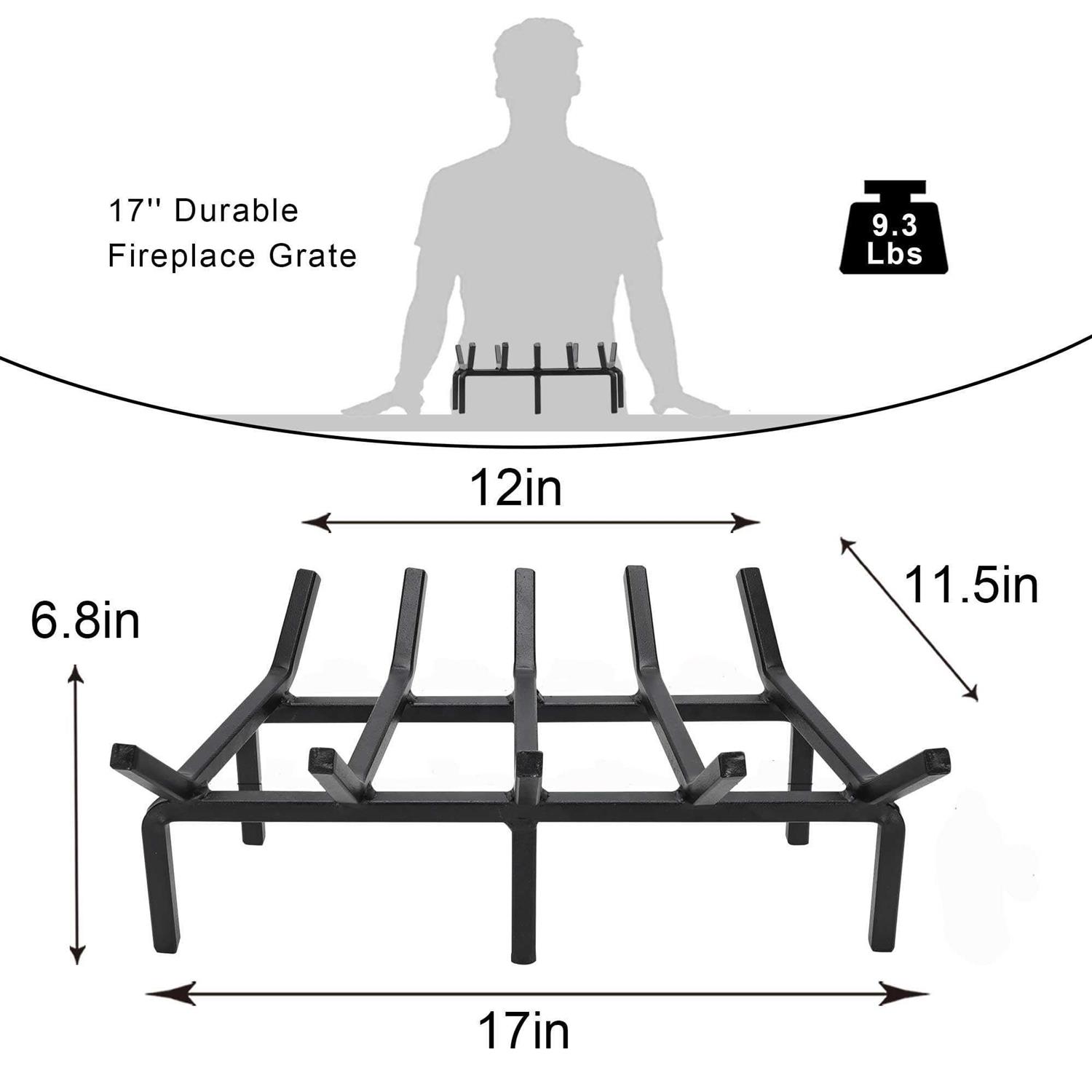 Twentynext Fireplace Grate Heavy Duty Solid Steel Fire Grate Wood Log Rack Stove Firewood Holder Fire Pit