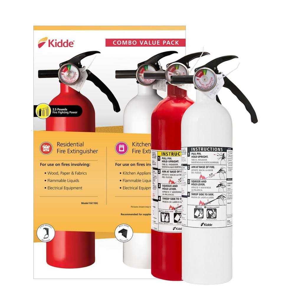 Kidde Basic Use & Kitchen Fire Extinguishers with Easy Mount Bracket 1-A:10-B:C & 1-10-B:C Fire Extinguishers 21029311