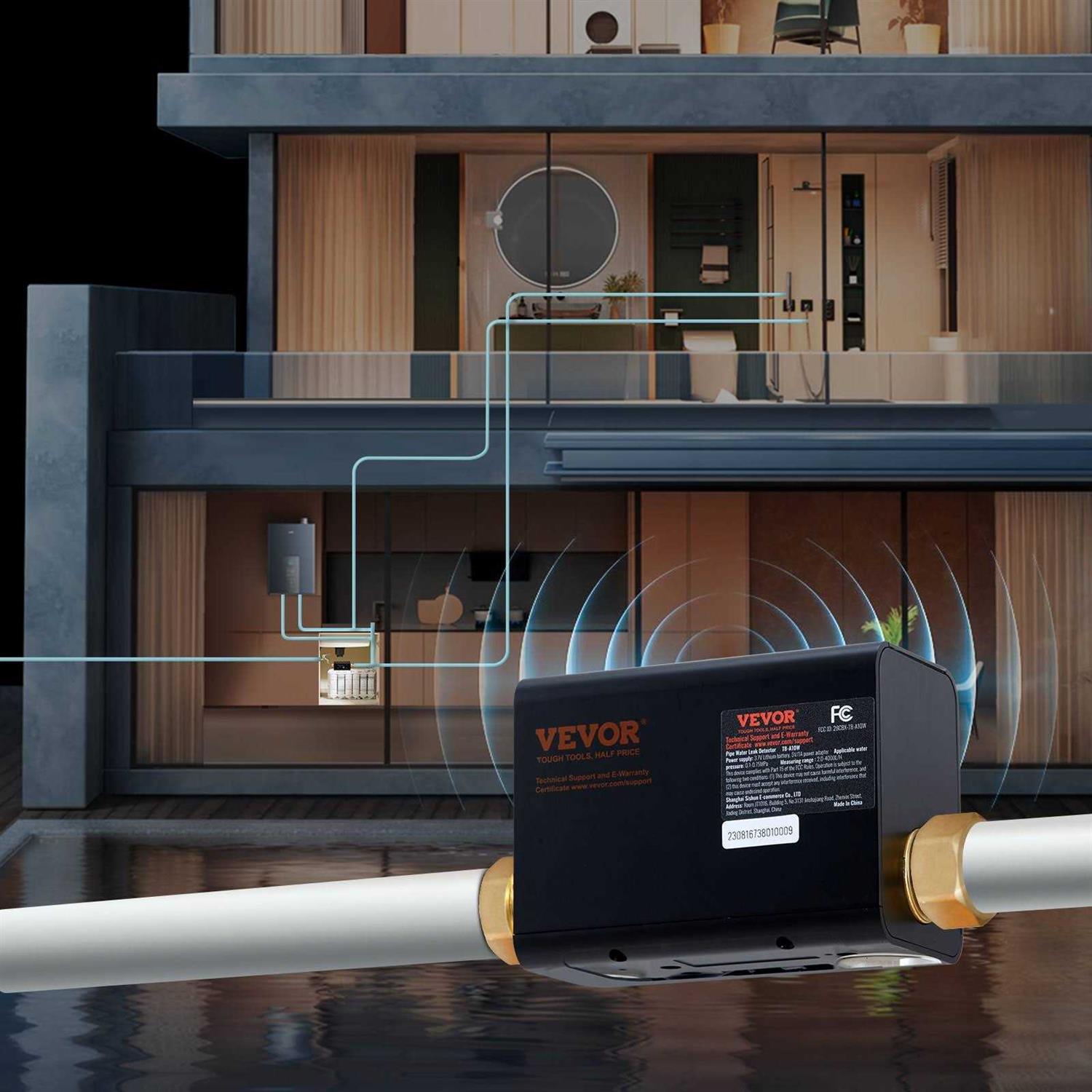 VEVOR WI-FI Smart Water Monitor and Automatic Shutoff Detector