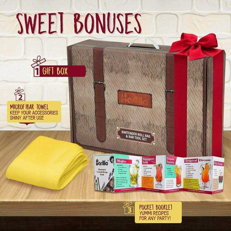 Barillio Bartender Bag Travel Bartender Kit Bag with Bar Tools Professional 17-Piece