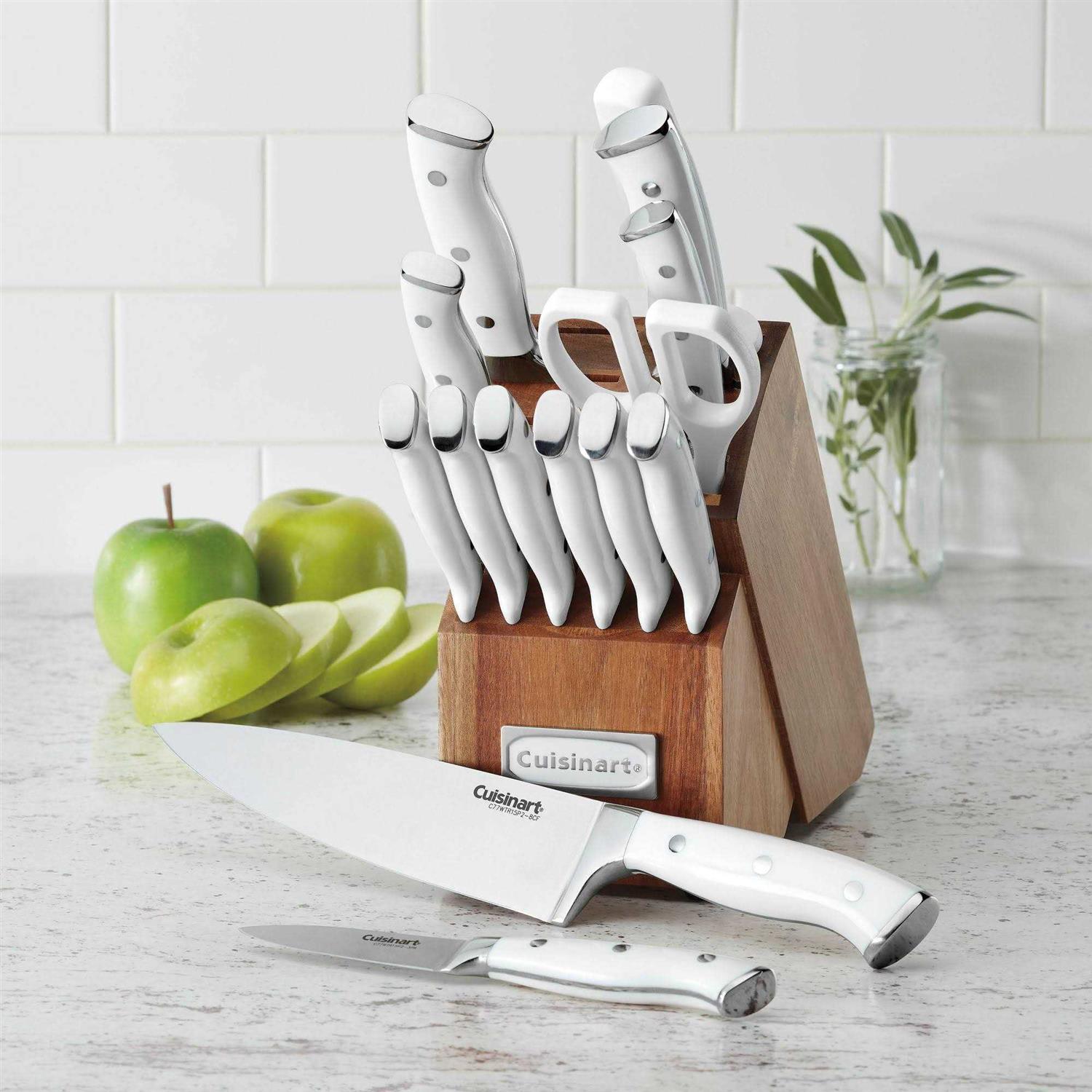 Cuisinart Classic 15pc White Triple Rivet Knife Block Set