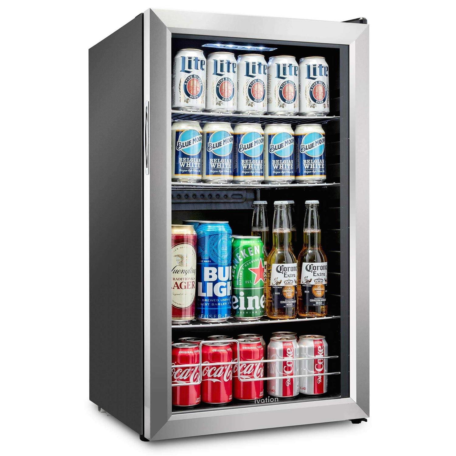 Ivation 126 Can Beverage Refrigerator Freestanding Ultra Cool Mini Drink Fridge