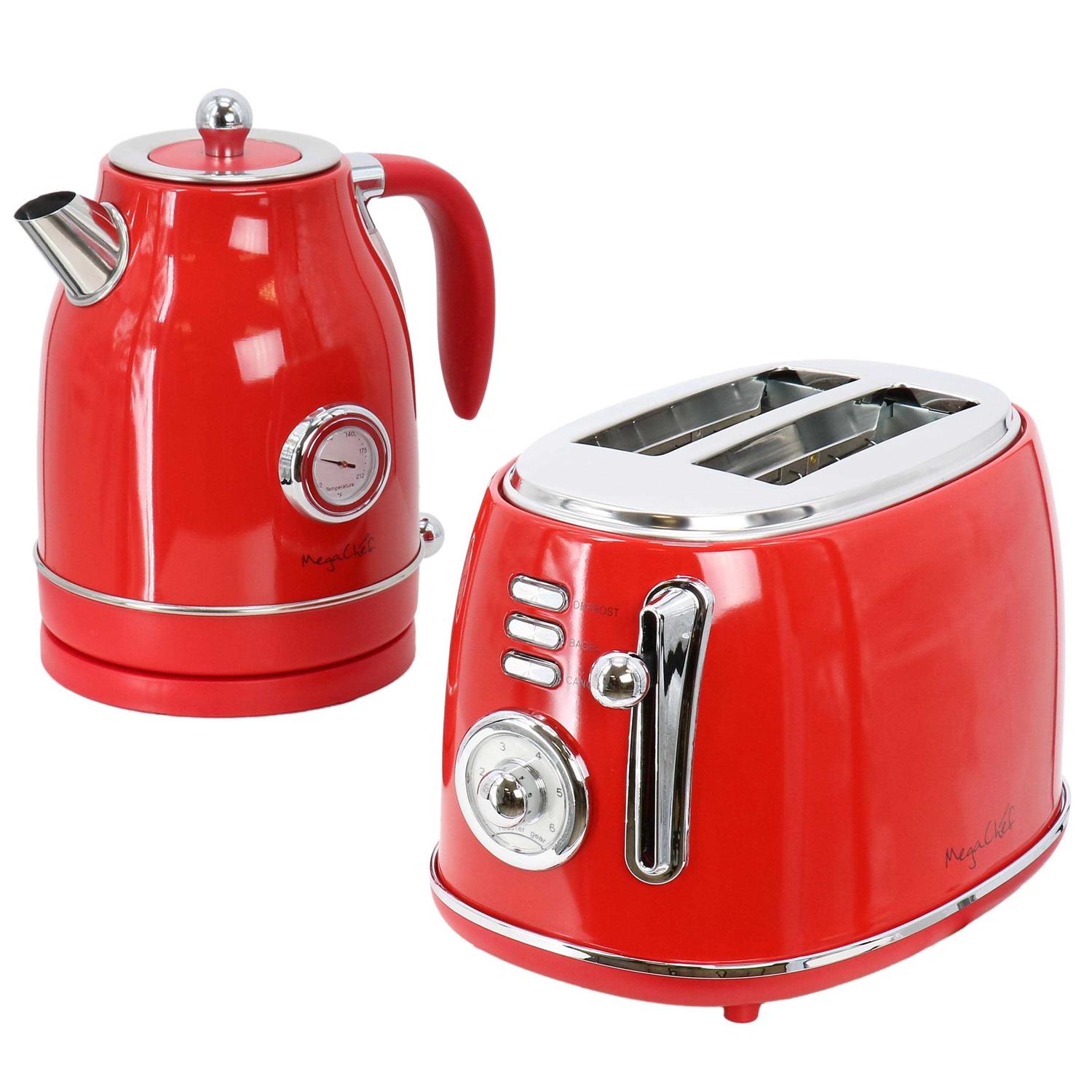 MegaChef 1.7 Liter Electric Tea Kettle and 2 Slice Toaster Combo