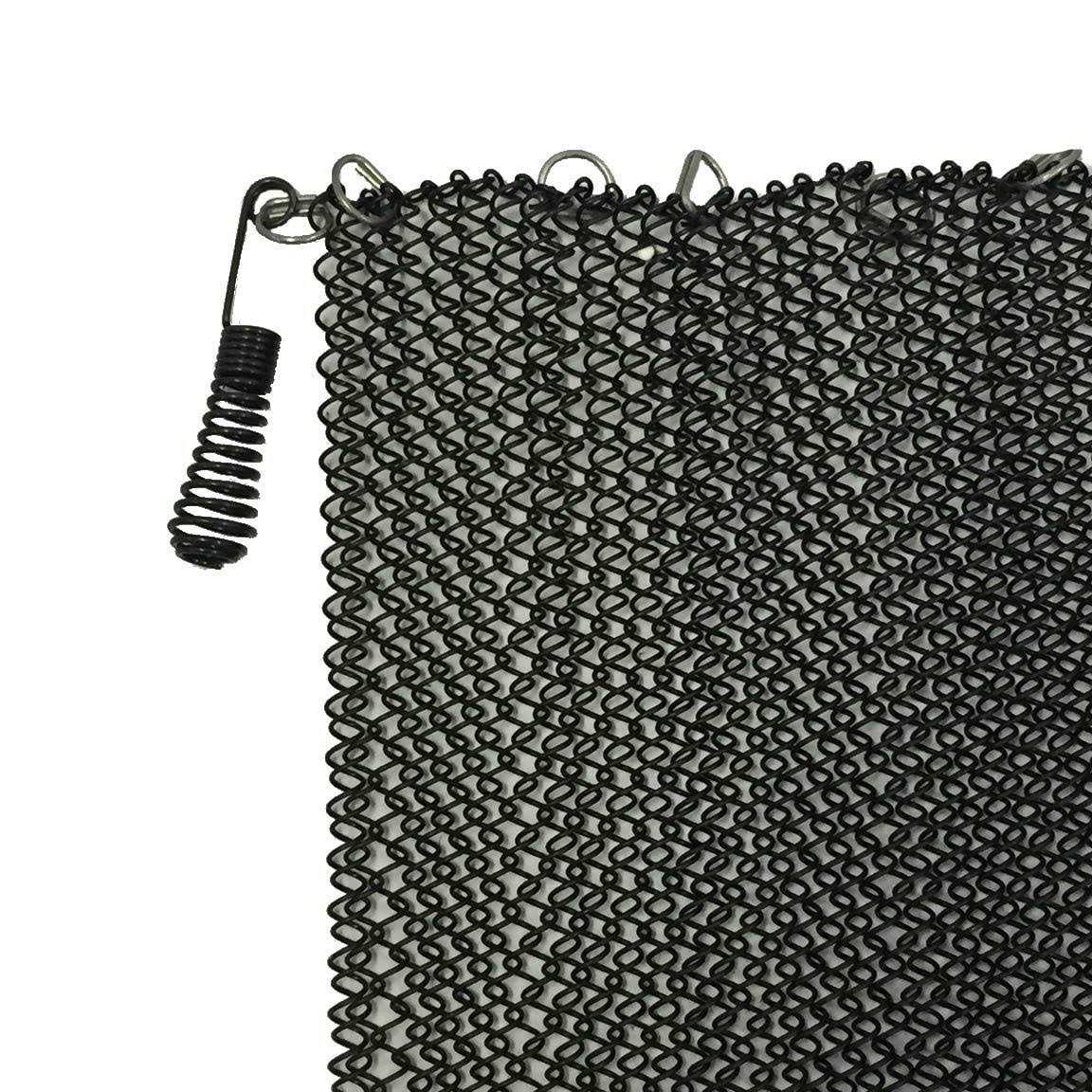 Fireplace Replacement Black Hanging Mesh Curtain Screens Two Panels High X 24 Wide with Pulls
