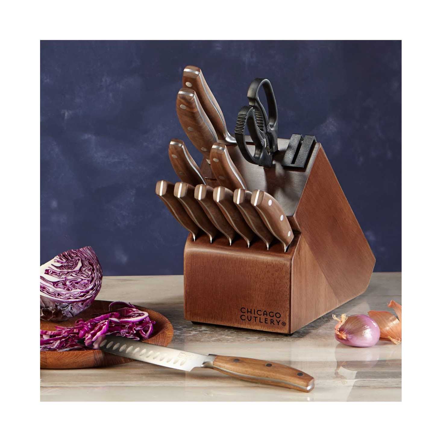 Chicago Cutlery Signature Edge Walnut 13 Piece Knife Block Set