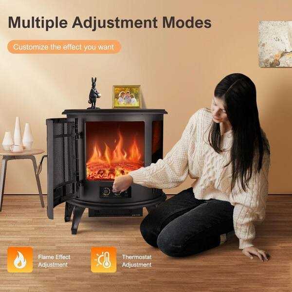 Lifeplus Electric Fireplace Stove 27 in. Freestanding Fireplace Heater with Adjustable 3D Flame Effect