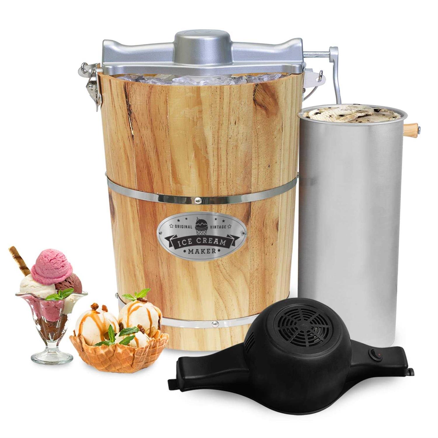 Elite Gourmet 6-Quart Old-Fashioned Ice Cream Maker