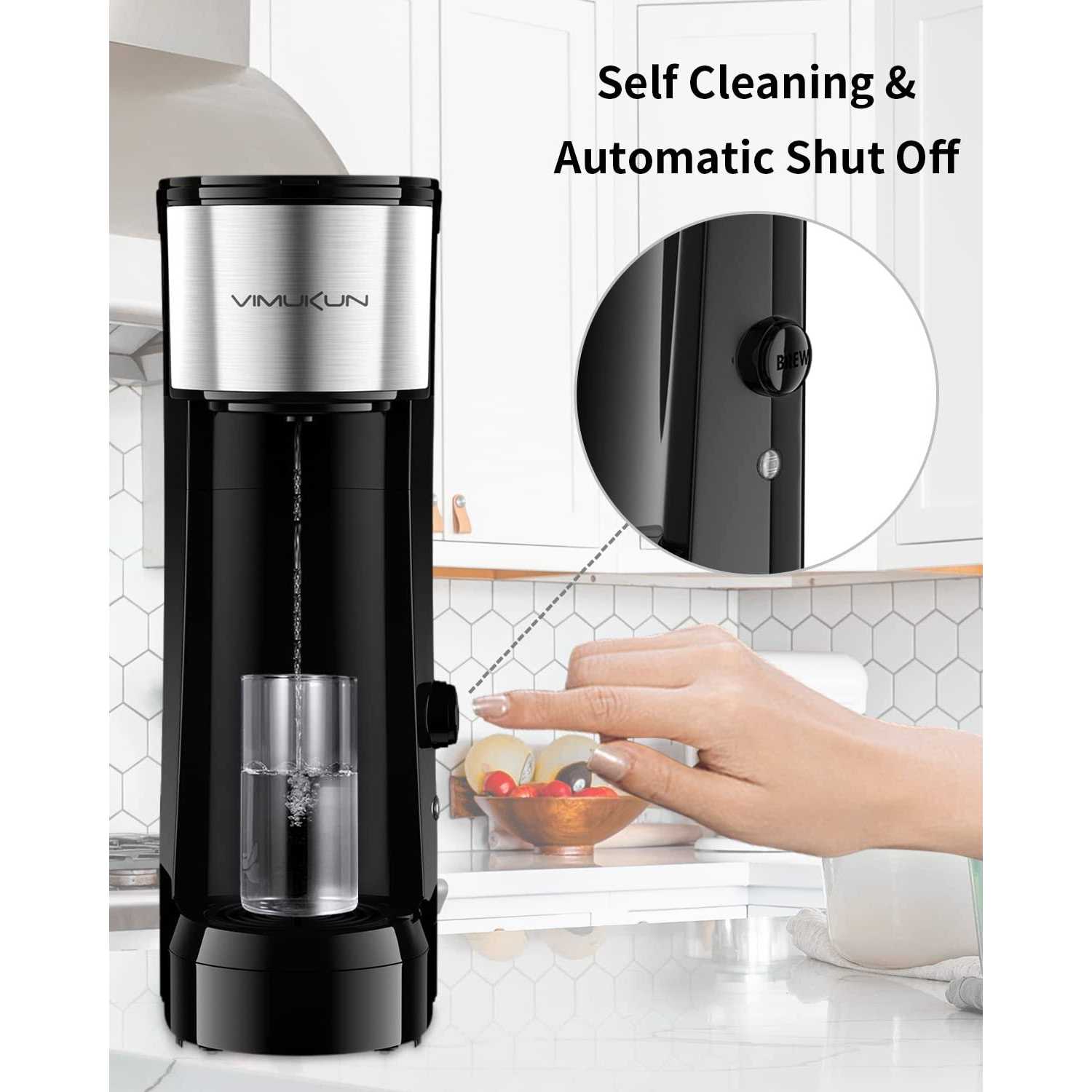 Vimukun Single Serve Coffee Maker Compatible with Single Cup Capsule and Ground Coffee