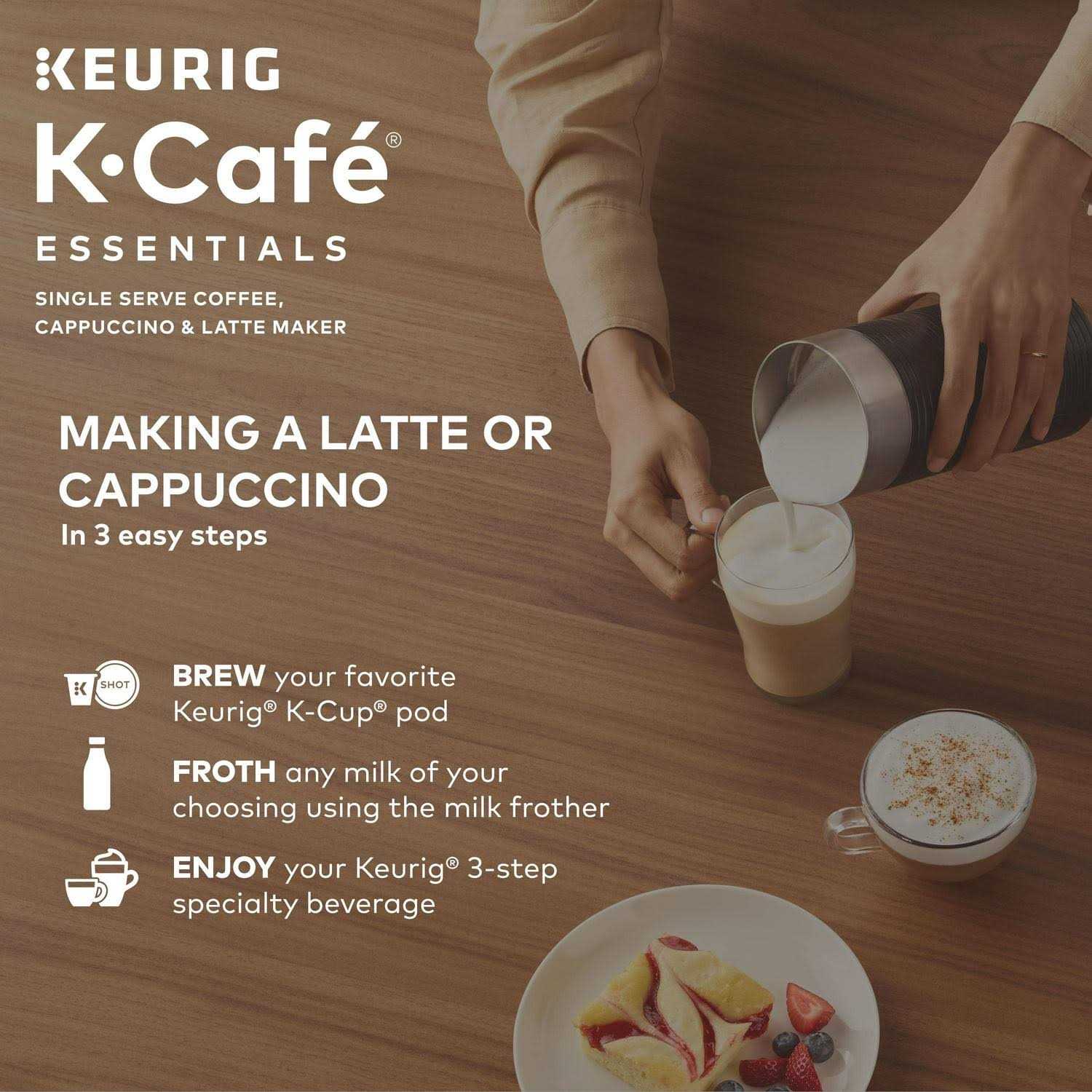 Keurig K-Cafe Essentials Single Serve K-Cup Pod Coffee Latte & Cappuccino Maker